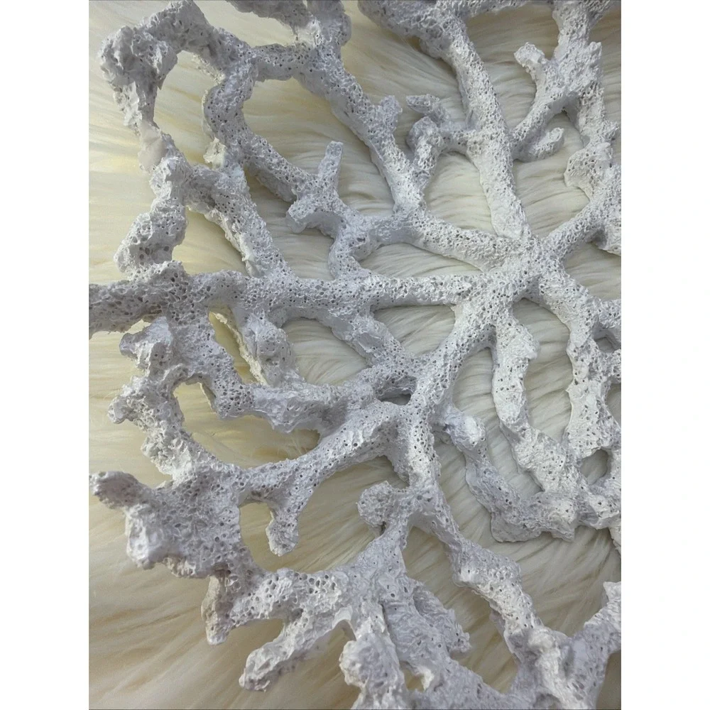 Centerpiece‎ Bowl Coral Reef Metal White & Gold Nautical Design Large Home Decor